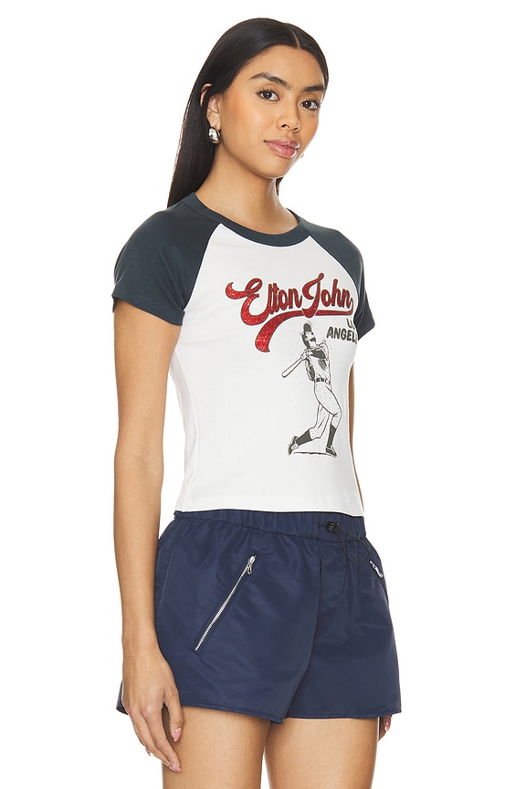 view 2 of 5 Elton John Home Run Shrunken Raglan in Vintage White Combo