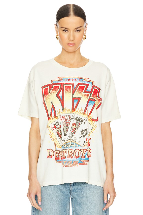 view 2 of 5 Kiss Destroyer Tour 76 Merch Tee in Stone Vintage