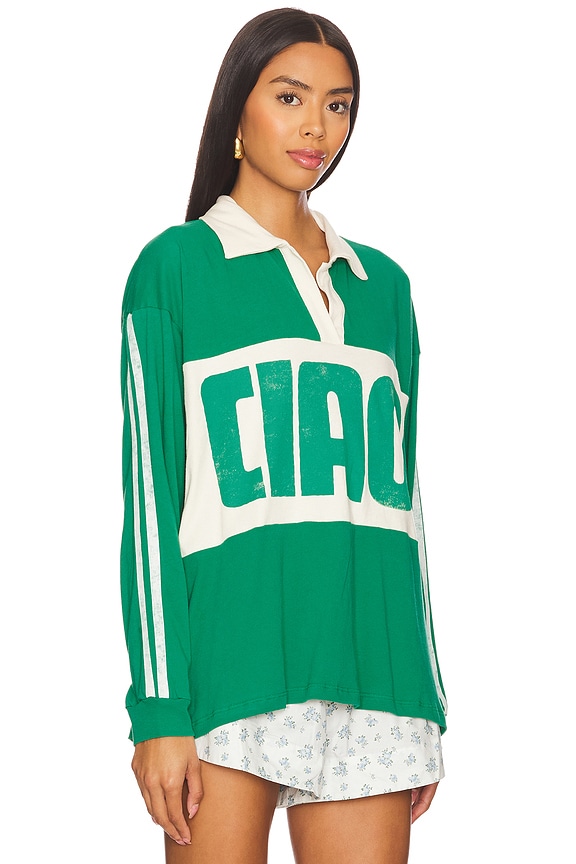 view 2 of 4 Ciao Rugby Long Sleeve Top in Jade & White