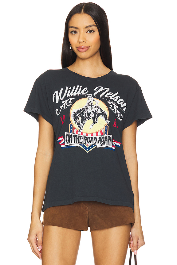 view 2 of 5 WILLIE NELSON 1980 COWBOY TOUR 티셔츠 in Vintage Black