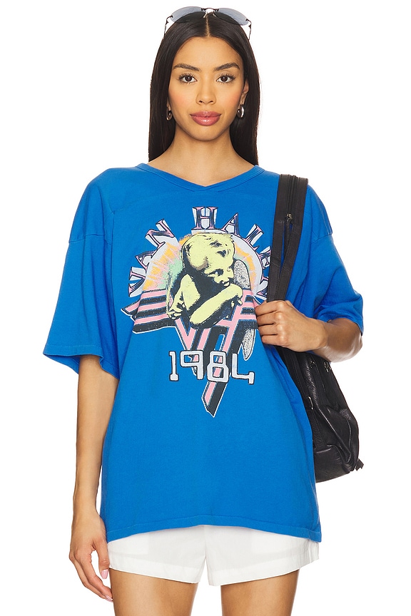 view 1 of 4 Van Halen 1984 Oversized Jersey in Washed Cobalt