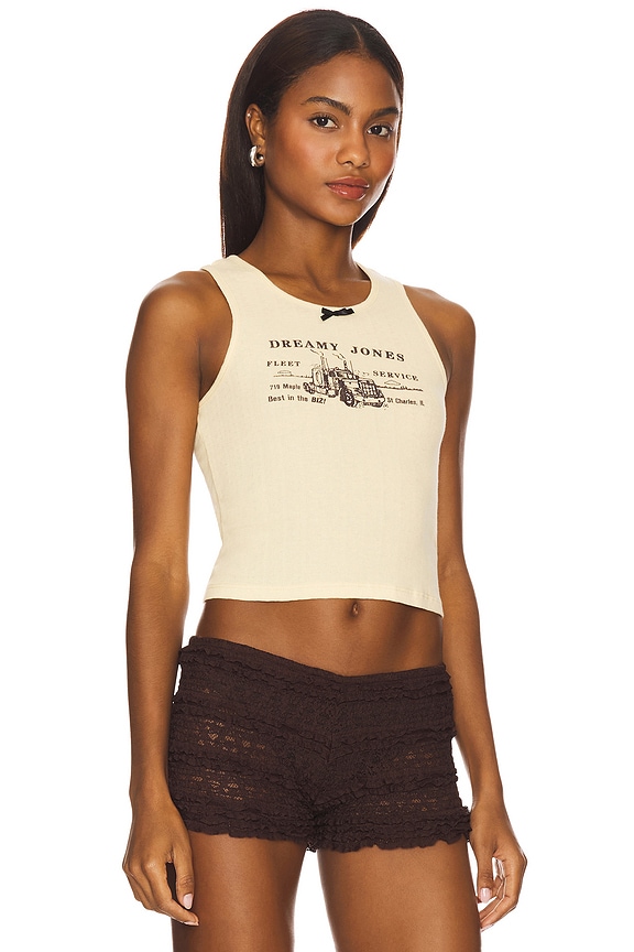 view 2 of 4 Dreamy Jones Pointelle Tank in Butter Yellow