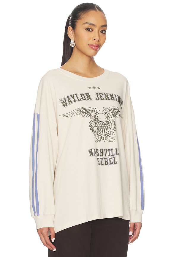 view 2 of 3 Waylon Jennings Nashville Rebel Os Long Sleeve Tee in Dirty White