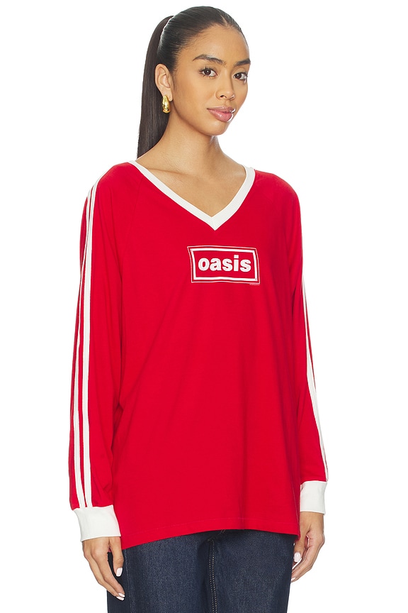 view 2 of 4 Oasis Box Logo Club Long Sleeve Top in Fire Red