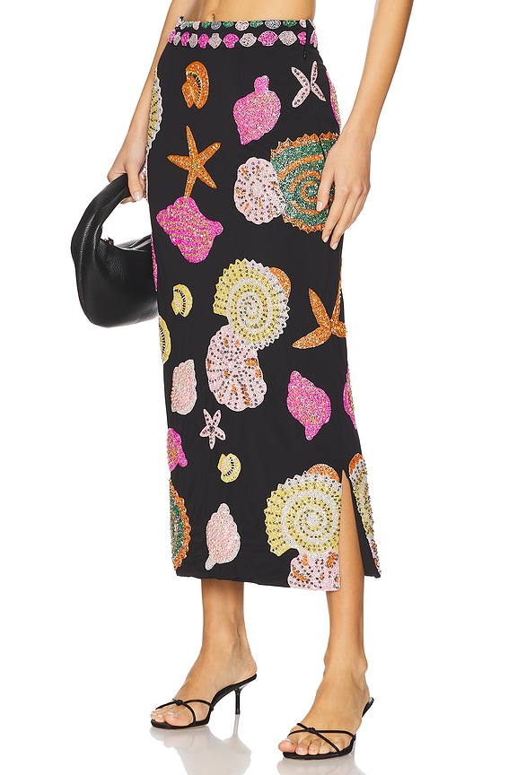 view 1 of 6 New York Hand Embellished Midi Skirt in Black