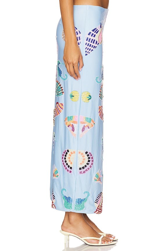 view 2 of 6 Shell Hand Beaded Skirt in Light Blue