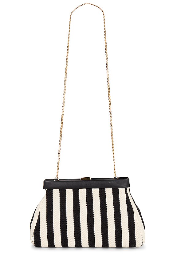 view 2 of 4 Cannes Bag in Black & Ecru Striped Canvas