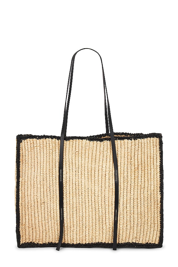 view 2 of 4 BOLSO TOTE LARGE CAPRI in Warm Raffia & Black Smooth