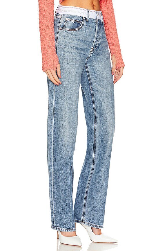 view 2 of 4 Logo Webbing Mid Rise Relaxed Straight Jean in Vintage Medium Indigo