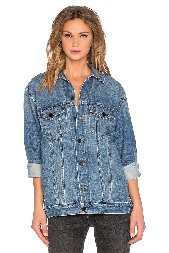 view 2 of 6 Daze Oversized Jean Jacket in Light Indigo Aged