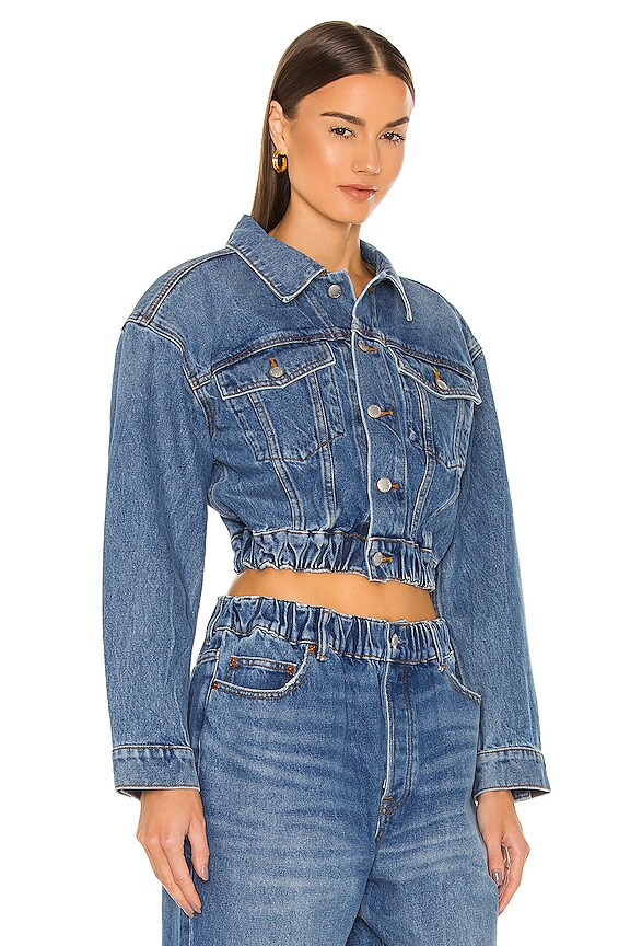 view 2 of 4 Elastic Waist Band Jacket in Medium Washed Indigo