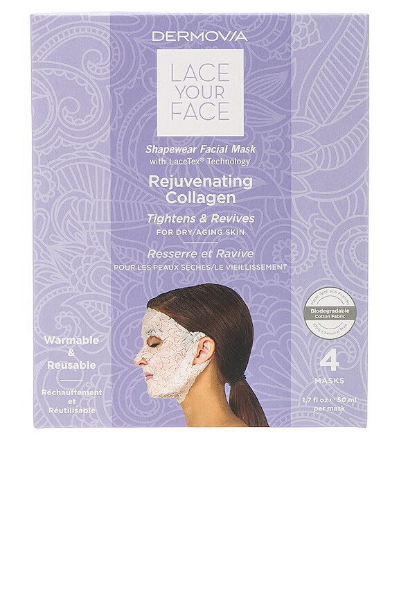 view 2 of 2 Rejuvenating Collagen Lace Your Face Mask 4 Pack in 
