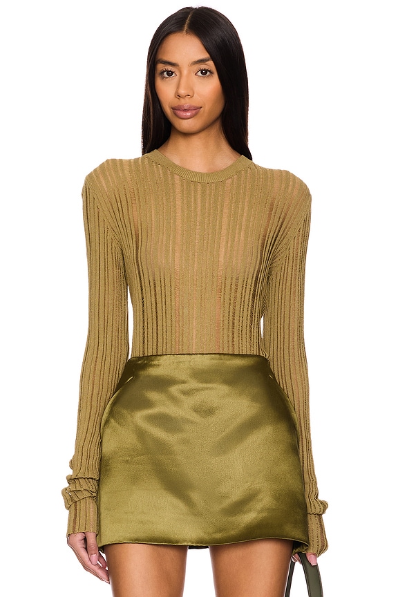 view 2 of 6 Rib Long Sleeve Shirt in Military Green