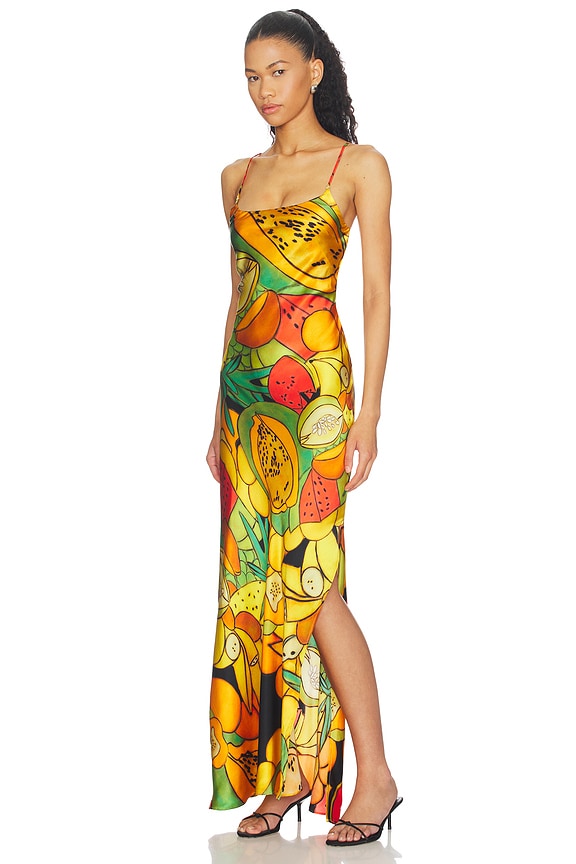 view 2 of 3 Frutas Silk Satin Long Dress in Multi