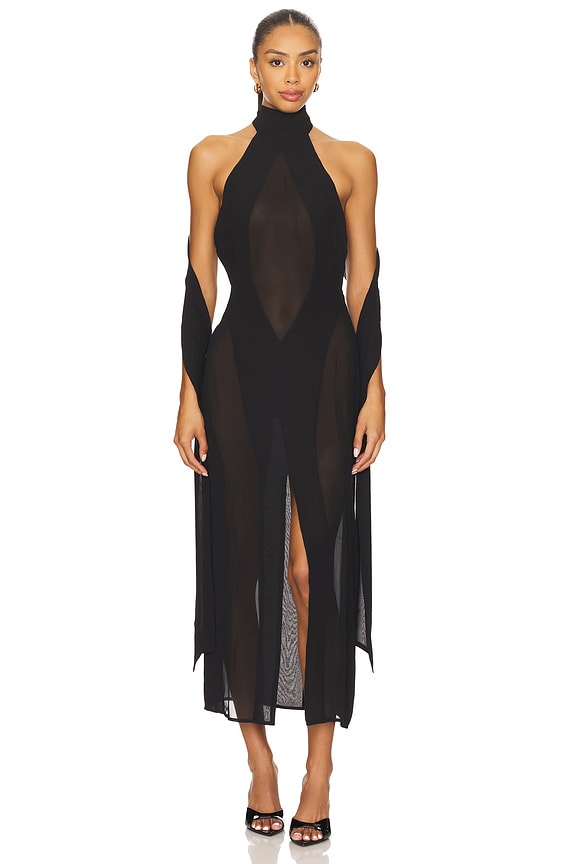 view 1 of 4 Koemi Sheer Panel Dress in Black