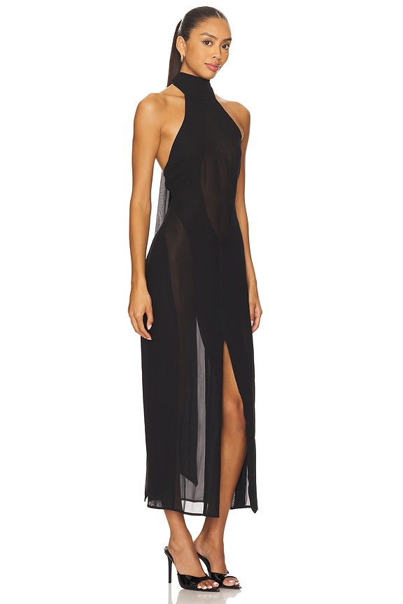 koemi sheer panel dress in black guizio LowStock:44415601737779 Haggar Black Premium Comfort Color:Pink Nude Item not sold as