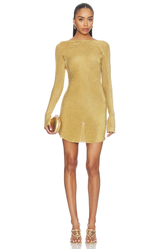 view 2 of 4 ROBE LONG SLEEVE METALLIC MINI  in Gold
