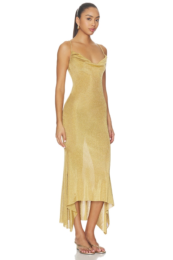 view 2 of 4 ROBE COWL NECK TIE BACK  in Gold