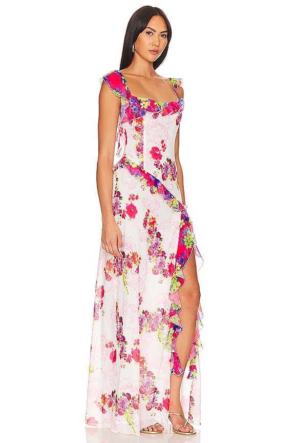 view 2 of 3 Avila Printed Ruffle Gown in Casablanca Print