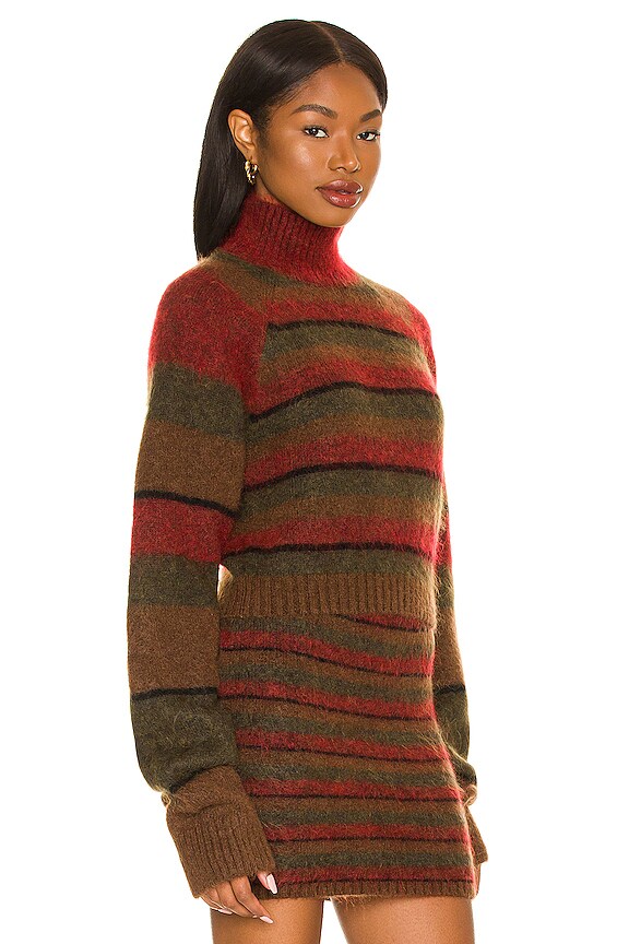 view 2 of 4 Striped Mohair Crop Sweater in Brown Green Multicolor