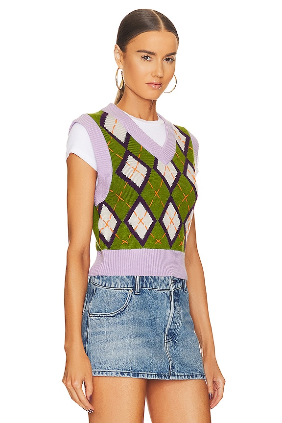 view 2 of 4 Cardiff Argyle Sweater Vest in Green & Purple