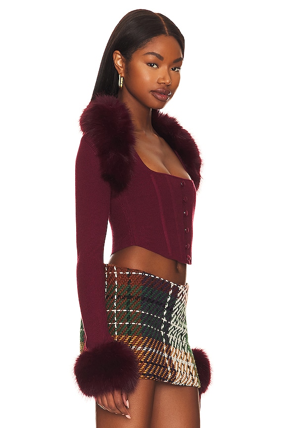 view 2 of 4 Faux Fur Knit Bolero in Maroon
