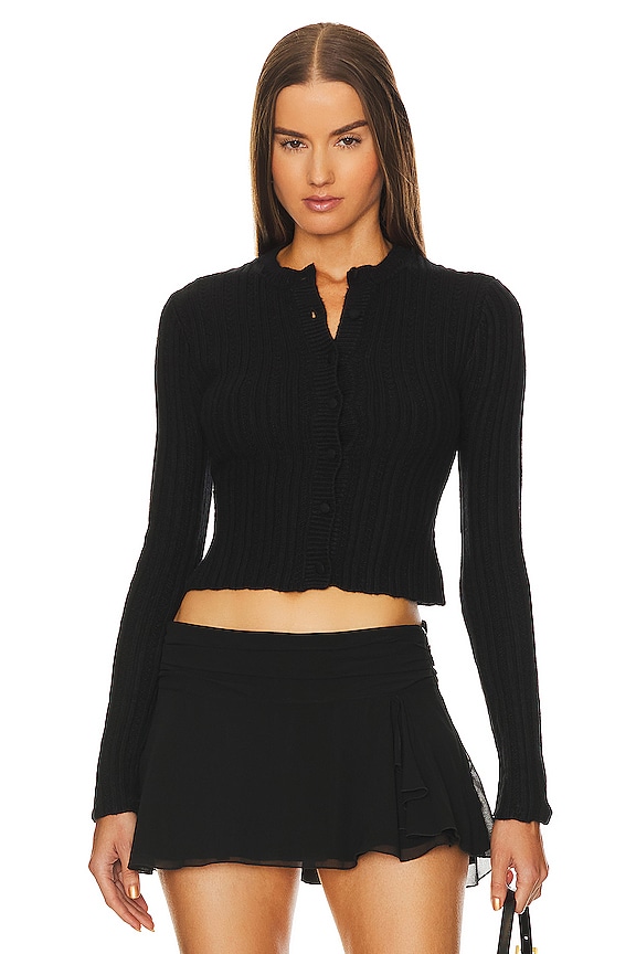 view 2 of 5 Heart Pointelle Cardigan in Black