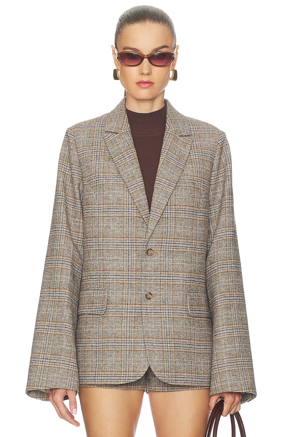 view 2 of 6 Oversized Tartan Blazer in Green Multi