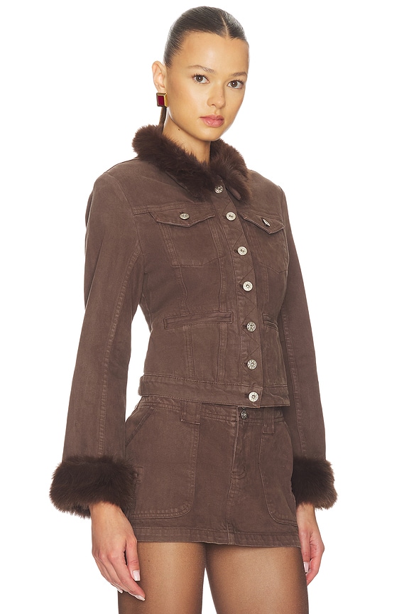 view 2 of 4 Ares Faux Fur Jacket in Chocolate