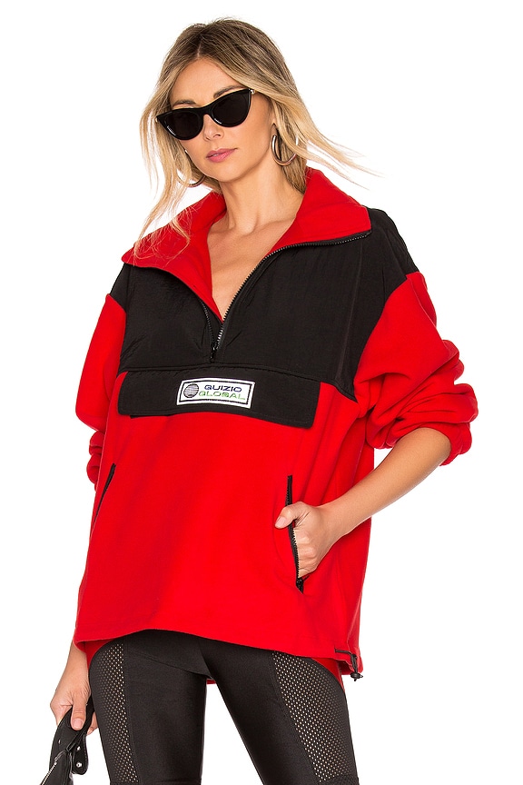 view 1 of 4 PULL FLEECE in Black & Red