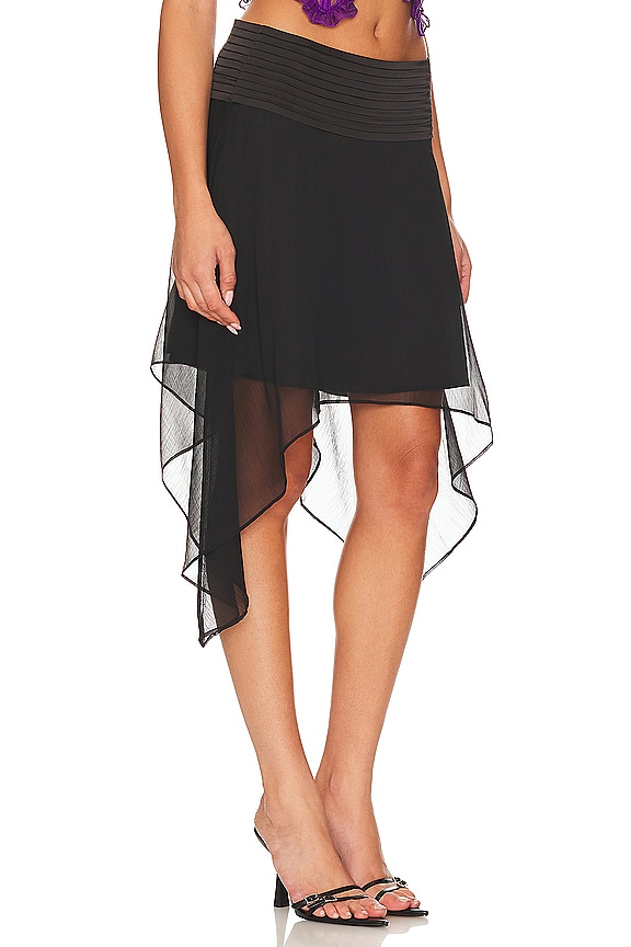 view 2 of 4 Pintuck Midi Skirt in Black