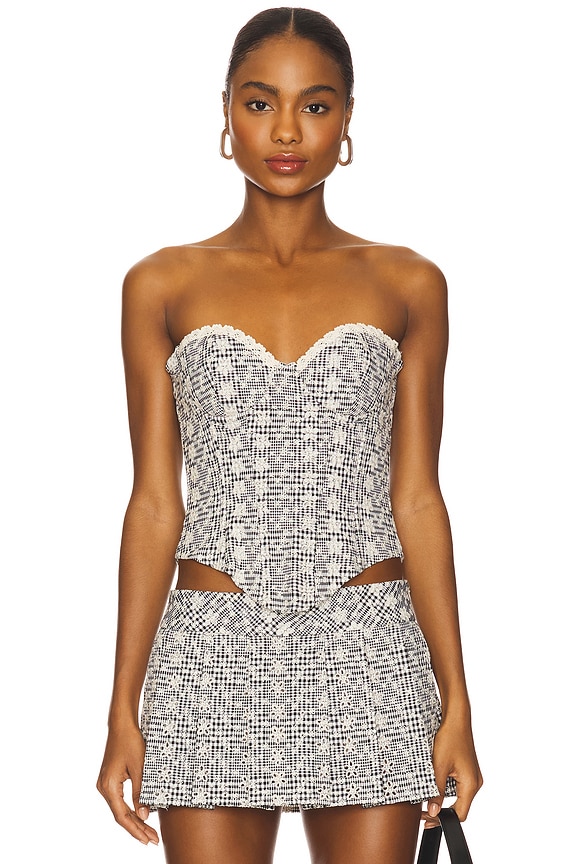 view 2 of 6 Genevieve Gingham Bustier in Black & White