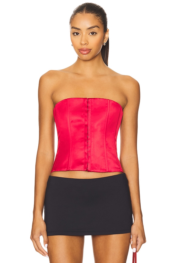 view 1 of 4 Satin Corset in Bordeaux