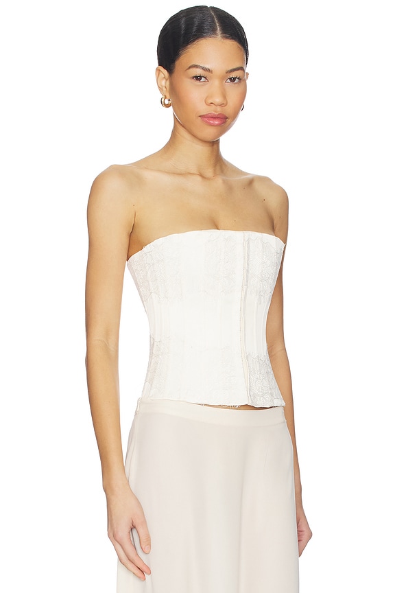 view 2 of 4 Lace Embellished Satin Corset in Ivory