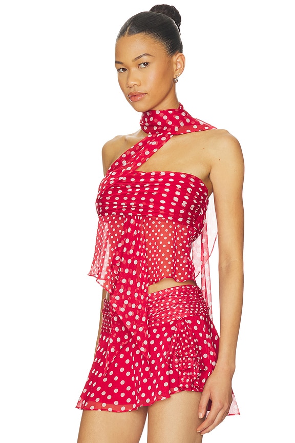 view 2 of 4 Chiffon Wrap Top in Red in Red Love