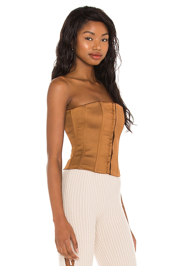view 2 of 4 Satin Corset Top in Brown