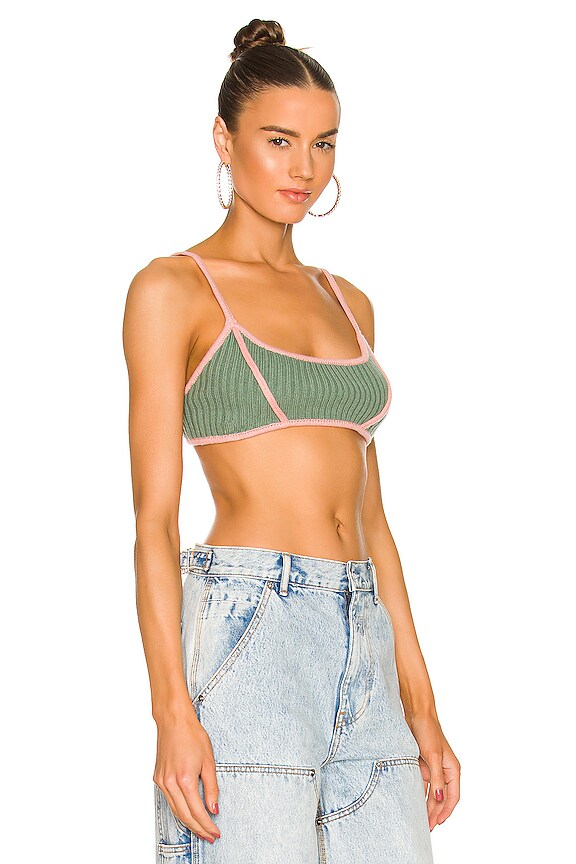 view 2 of 4 Exposed Seam Bra in Sage Green & Pink