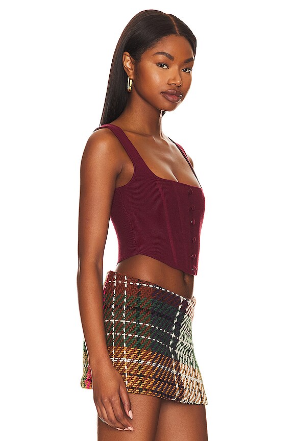 view 2 of 4 Knitted Corset Top in Maroon