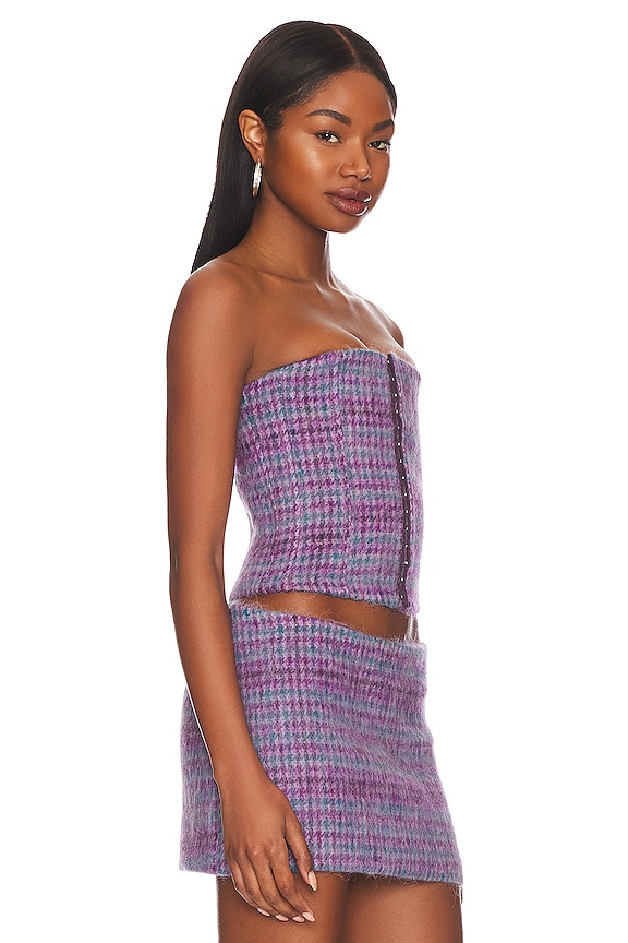 view 2 of 4 Plaid Corset Top in Purple & Blue
