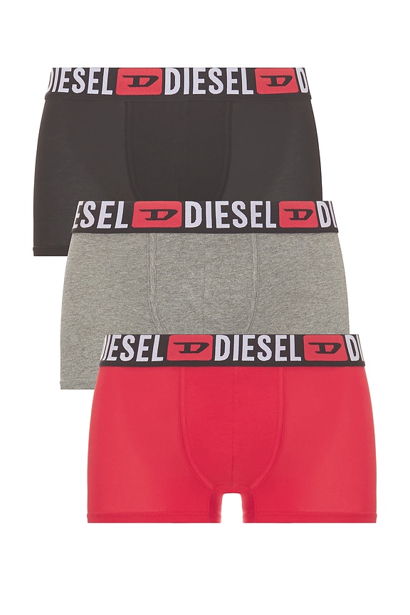 view 1 of 3 Three-pack Of All Over Logo Waist Boxers in Black, Red, & Grey