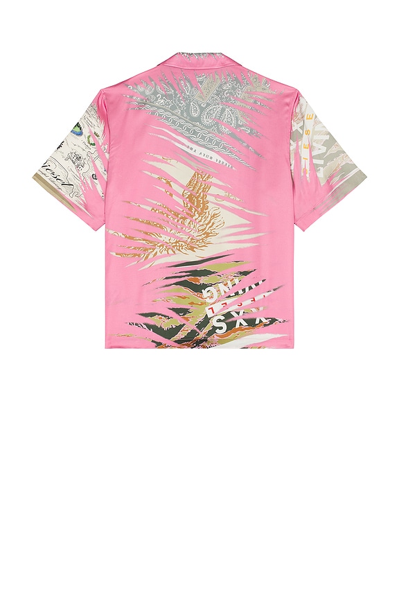 view 2 of 3 Printed Button Up Shirt in Pink
