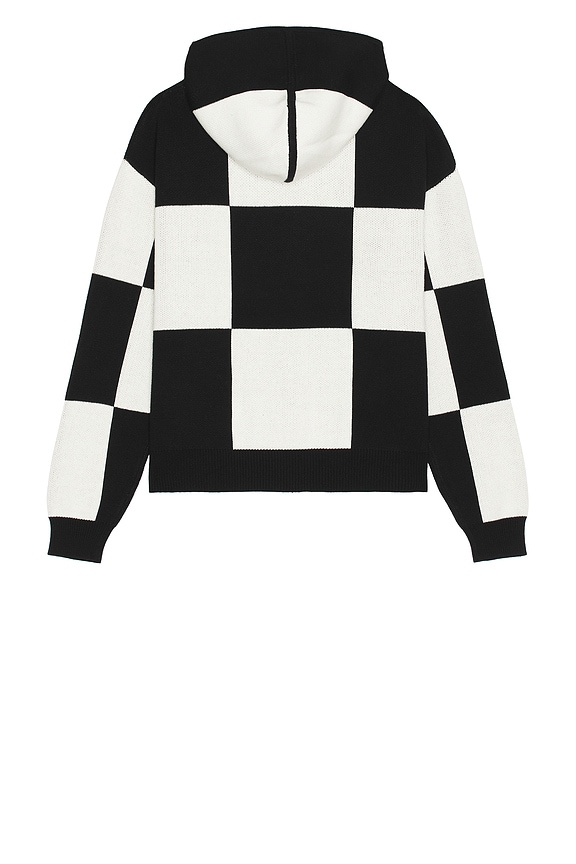 view 2 of 5 Checkered Jacquard Full Zip Hoodie in Black