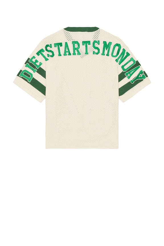 view 2 of 5 Knitted Mesh Jersey in Cream & Green