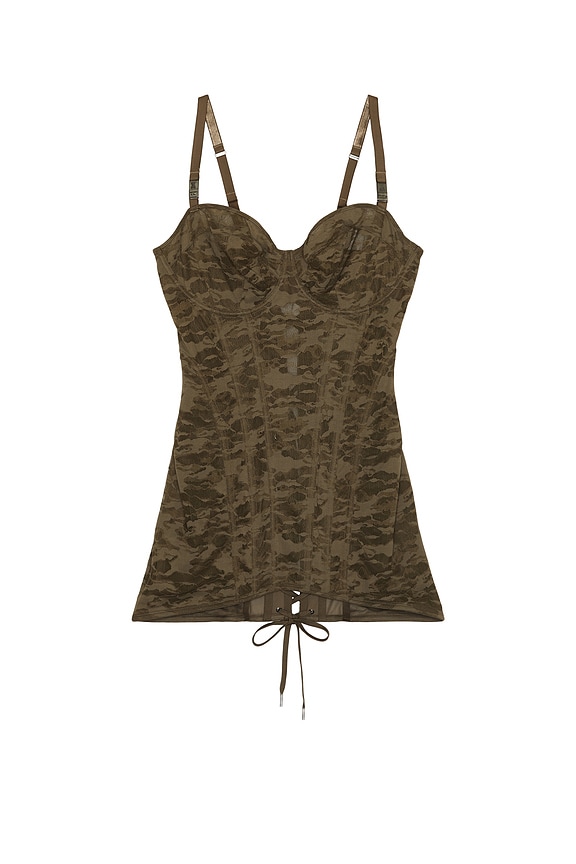 view 1 of 2 X Savage C Camo Lace Corset Slip in Green Camo