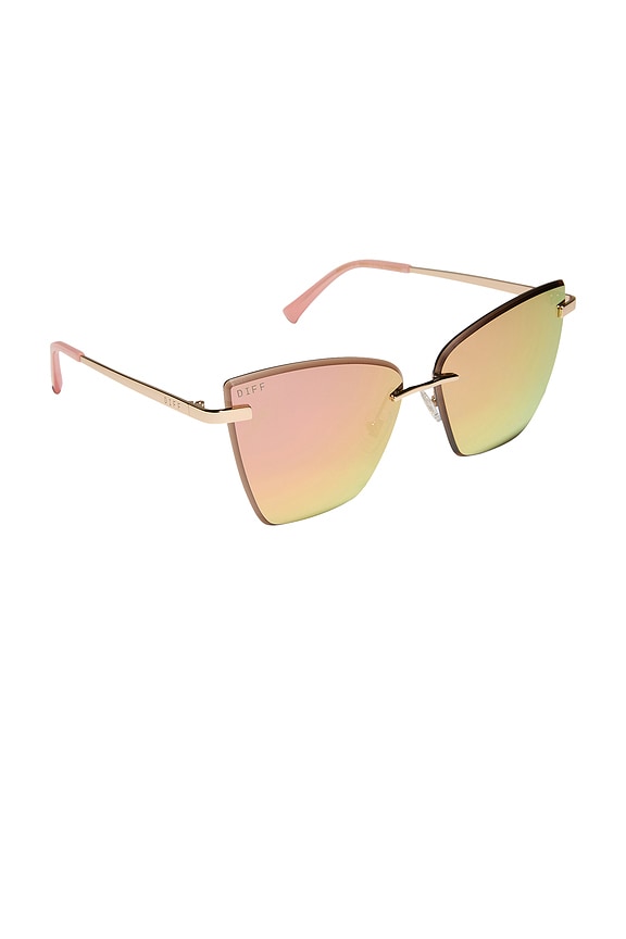 view 2 of 3 Becky V Sunglasses in Gold & Peach Mirror