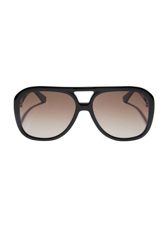 view 1 of 3 X For Love & Lemons Acetate Aviator Sunglasses in Black & Brown Gradient