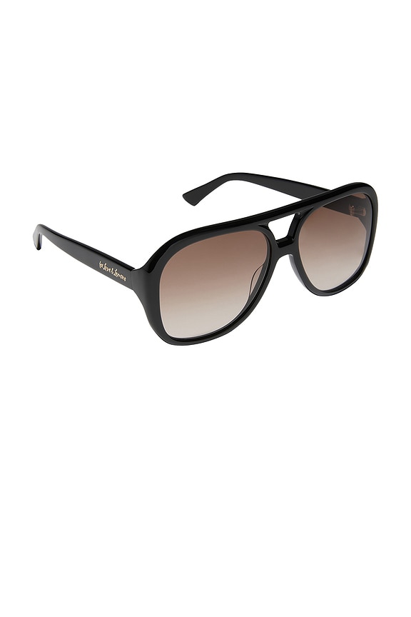 view 2 of 3 X For Love & Lemons Acetate Aviator Sunglasses in Black & Brown Gradient