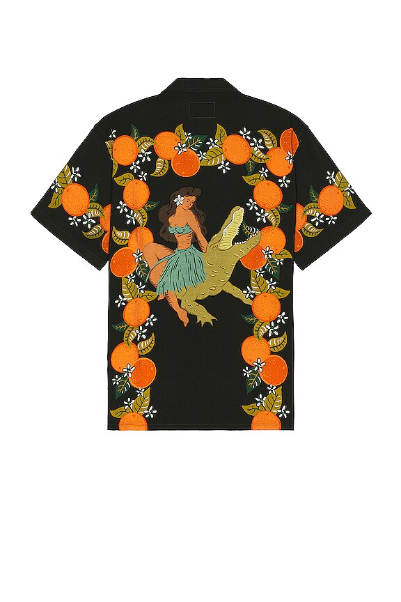 view 2 of 4 Tropical Orange Button Up Shirt in Black