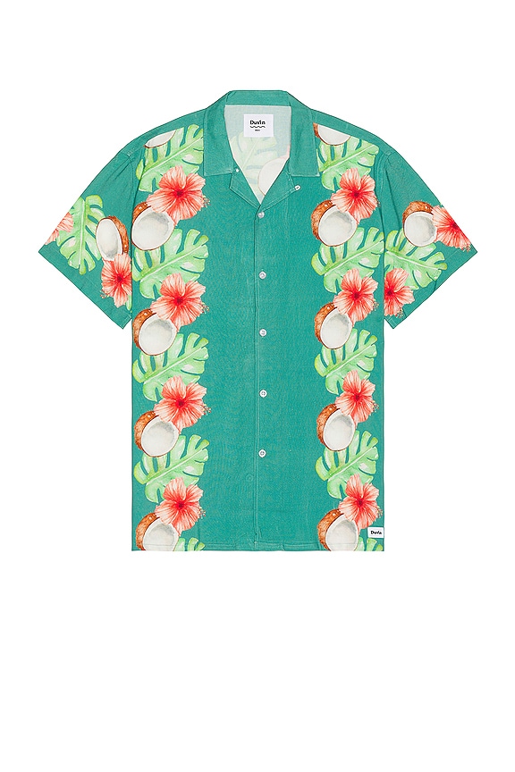 view 2 of 3 Tropical Coconut Button Up Shirt in Teal