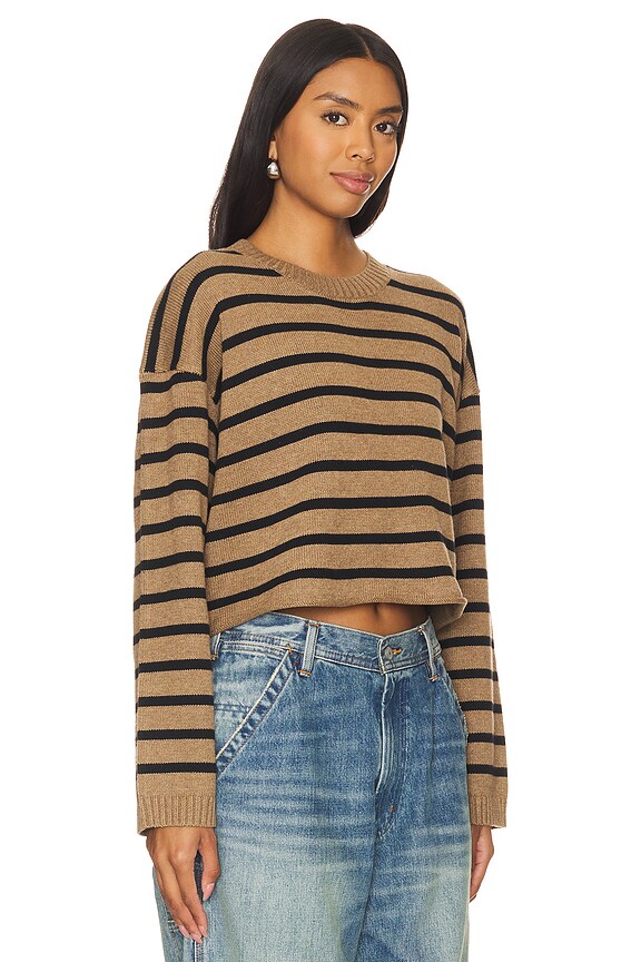 view 2 of 4 Cropped Sweater in Light Heather Brown & Black